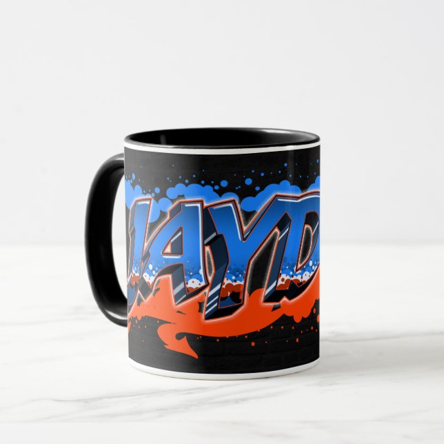 Caneca Jayden Vorname Name Graffiti blue orange Tasse (Frente Esquerda)