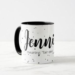 Caneca Jennifer Name Mug Significa Black and White Modern
