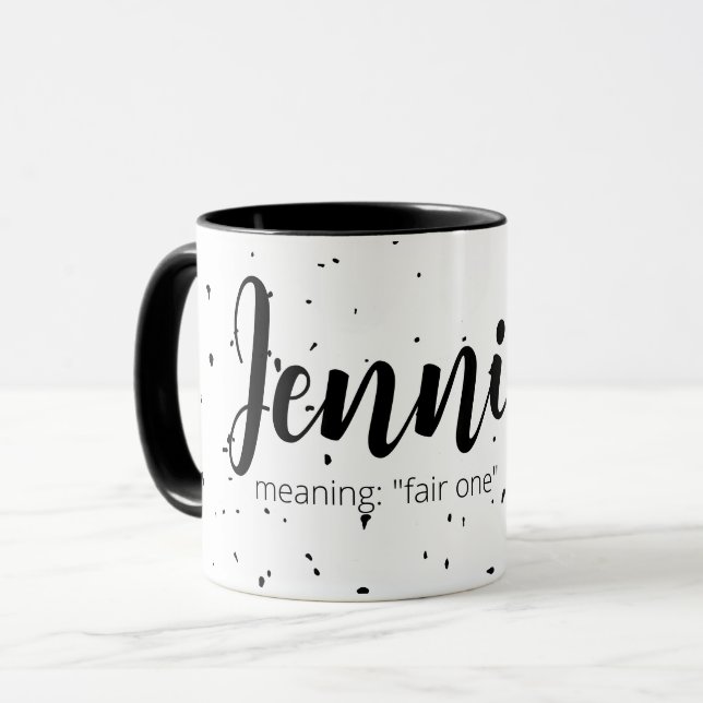 Caneca Jennifer Name Mug Significa Black and White Modern (Frente Esquerda)