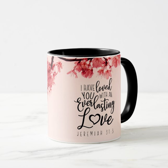 Caneca Jeremiah 31:3 Eu Te Amo Bíblia Verse (Frente Esquerda)