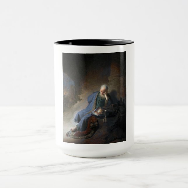 Caneca Jeremias lamentando a queda de Jerusalém, Rembrand (Centro)