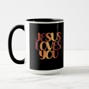 Caneca Jesus Ama o Design de Tipografia Cristã 