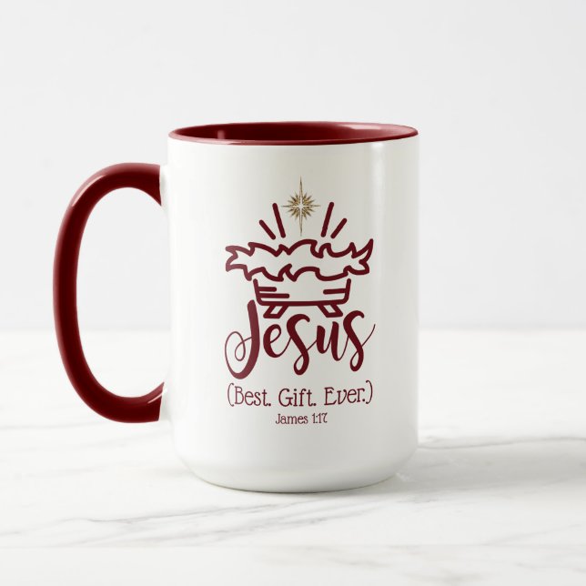 Caneca JESUS BEST GIFT EVER Red Scripture Christmas  (Esquerda)