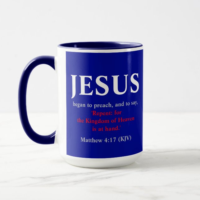 Caneca Jesus Começou A Pregar. Mateus 4:17 (Esquerda)