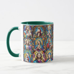 Caneca Jesus Cristo Mary & Joseph Christian StainGlass