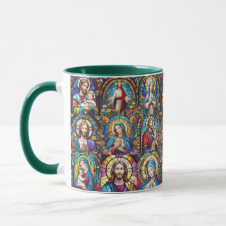 Caneca Jesus Cristo Mary & Joseph Christian StainGlass