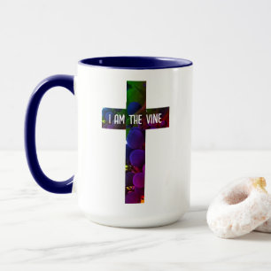 Caneca Jesus é o Vine Cross e a Bíblia Graphics Verse