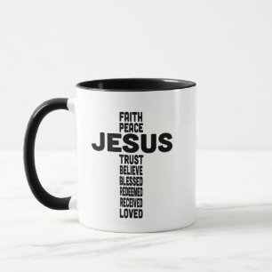 Caneca Jesus fé paz confiança fé cristão negro