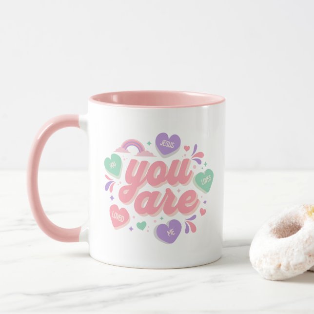 Caneca Jesus Loves You heart rainbow  (Com Donut)