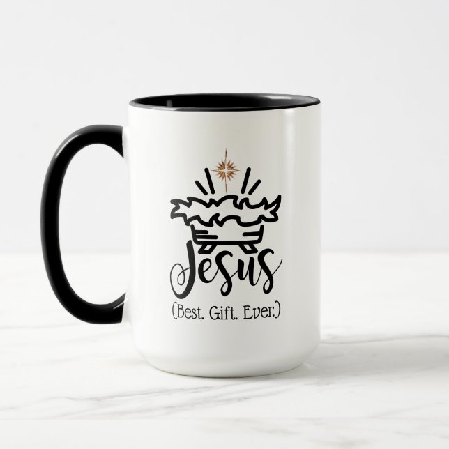 Caneca JESUS MELHOR PRESENTE NUNCA Escritura de Natal Neg (Esquerda)