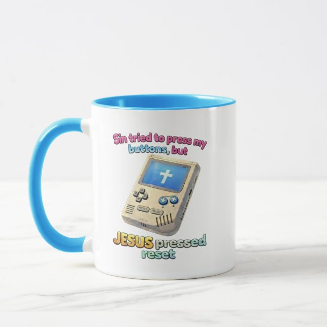 Caneca JESUS pressionou reset - Cristão (Esquerda)