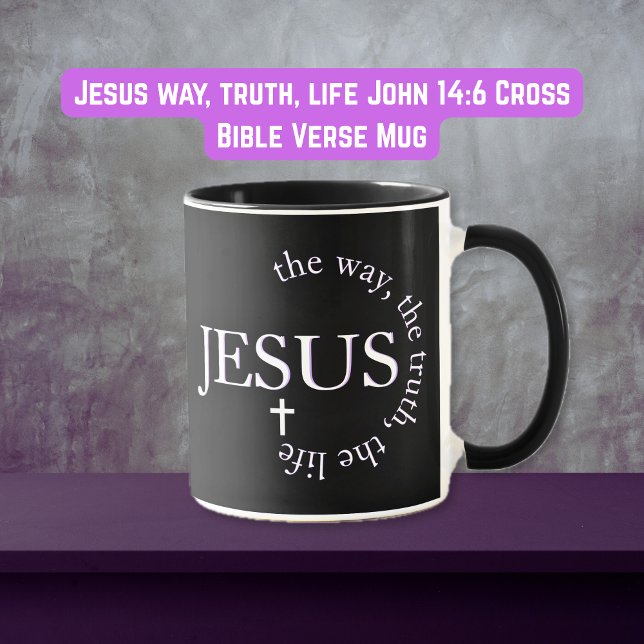 Caneca Jesus, verdade, vida John 14:6 Cruz (Jesus way, truth, life John 14:6 Cross Mug)