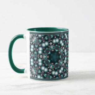 Caneca Jewelia : Aqua Green Fractal Jewels Mug