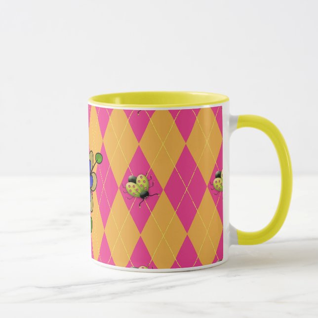 Caneca Joaninha do rosa quente & da laranja (Direita)