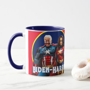 Caneca Joe Biden e Kamala Harris como Superheros