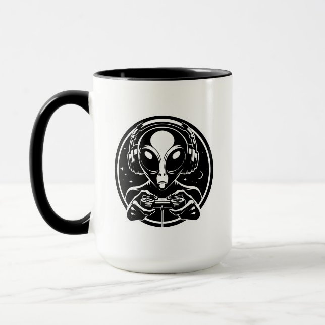 Caneca Jogador de Alienígenas extraterrestre com Fones de (Esquerda)