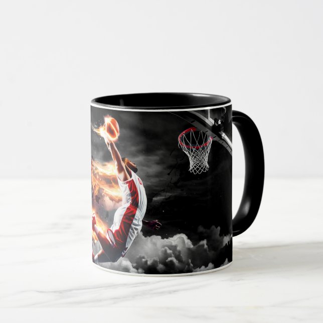 Caneca Jogador de basquete com o Fire Slam Dunk #5 (Frente Esquerda)