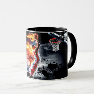 Caneca Jogador de basquetebol com o Fire Slam Dunk #4