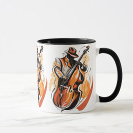Caneca Jogador de Bass do Vintage Na moda Jazz