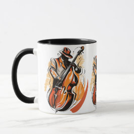 Caneca Jogador de Bass do Vintage Na moda Jazz