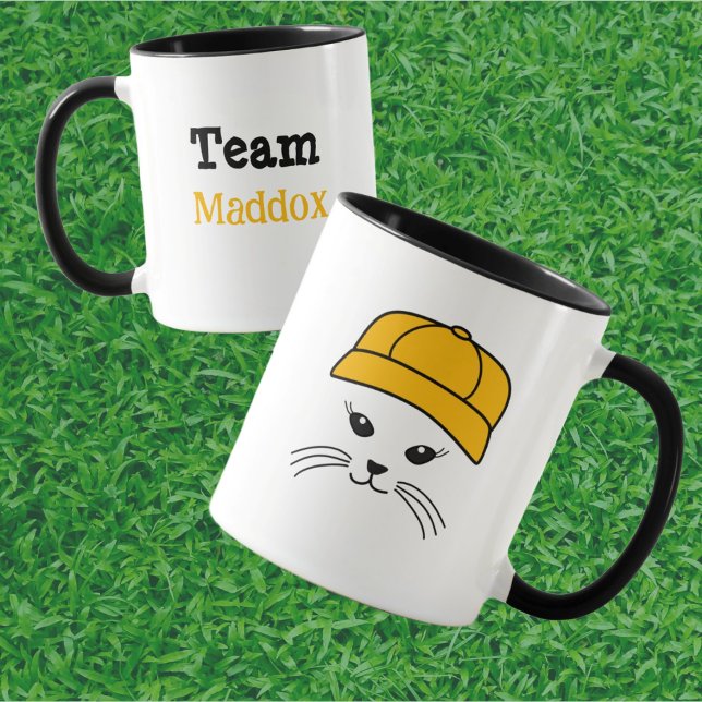 Caneca Jogador de Beisebol de Gato Personalizável da Equi (Criador carregado)
