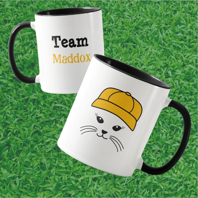 Caneca Jogador de Beisebol de Gato Personalizável da Equi (Criador carregado)