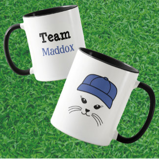Caneca Jogador de Beisebol de Gato Personalizável da Equi
