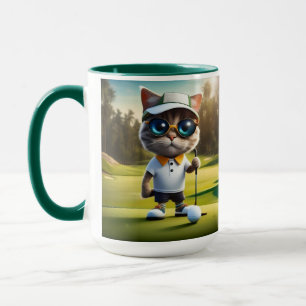 Caneca Jogador de golfe de gato engraçado,