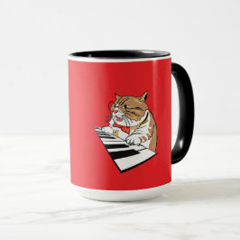 Caneca Jogador de Teclado Piano Clássico Gato Engraçado