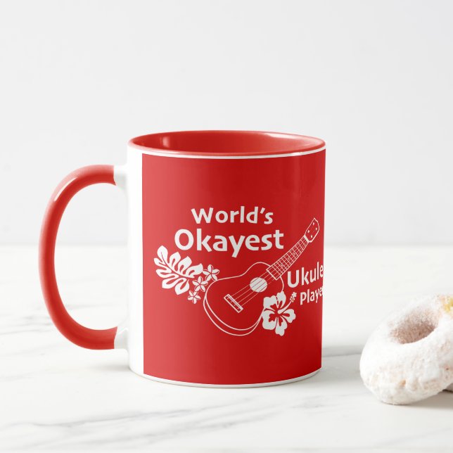 Caneca Jogador Ukelele mais conhecido do mundo - vermelho (Com Donut)