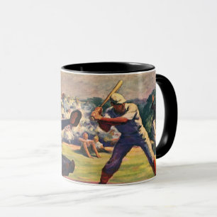 Caneca Jogadores de beisebol esportivo vintage em um jogo