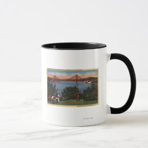 Caneca Jogadores de golfe com golden gate bridge no fundo