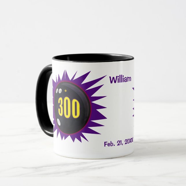 Caneca Jogo da Boliche 300 Personalizada, Tema da Bola de (Frente Esquerda)