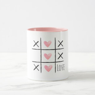 Caneca Jogo da Velha Corações Rosa Amor