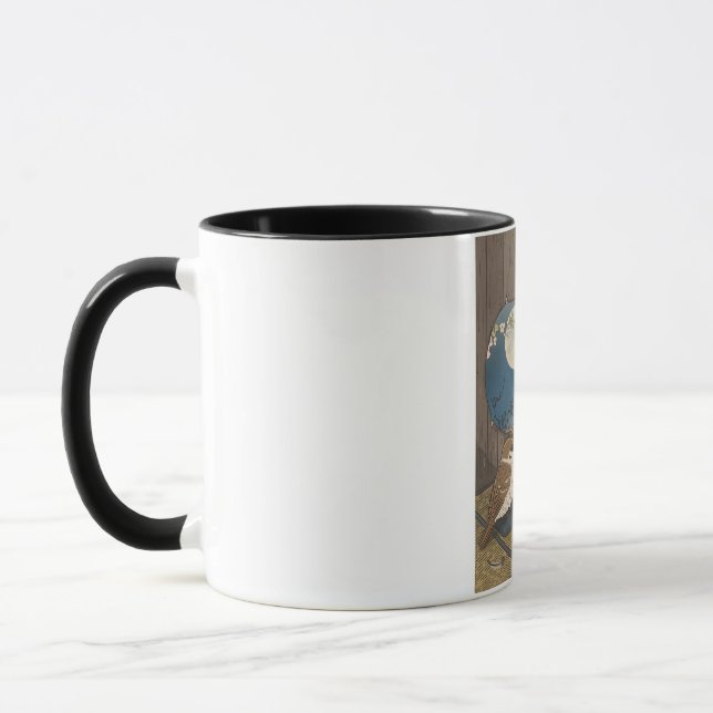 Caneca Jogo de pássaros jogando Mahjong  (Esquerda)