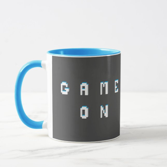Caneca Jogo no estilo de texto gráfico pixel retro (Esquerda)