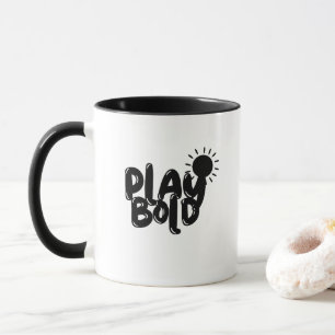 Caneca 'Jogue com Audácia' Motivação Minimalista em Preto