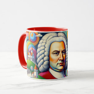 Caneca Johann Sebastian Bach: Retrato em uma pintura mode
