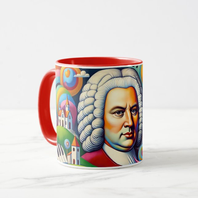 Caneca Johann Sebastian Bach: Retrato em uma pintura mode (Frente Esquerda)
