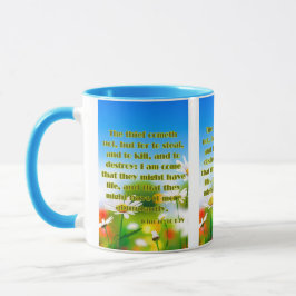 Caneca John 10:10 KJV - Escritura de Bíblia Pic de Dois T