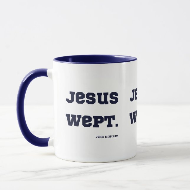 Caneca John 11:35 KJV Bíblia Verso Dois Toneladas (Esquerda)