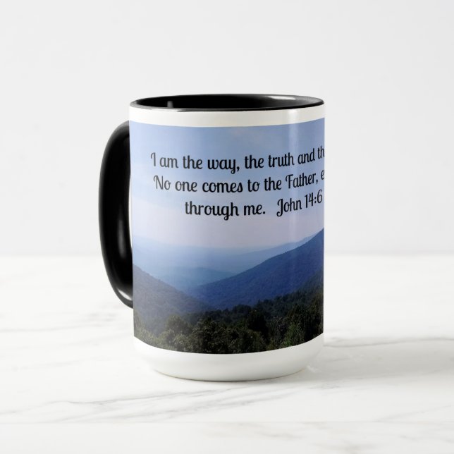 Caneca John 14:6 Eu sou o caminho, a verdade e a vida. (Frente Esquerda)