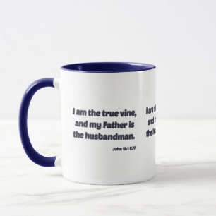 Caneca John 15:1 Bíblia KJV Verso Dois Tons