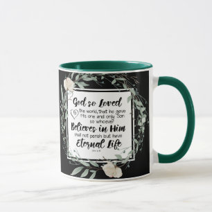 Caneca John 3:16 Deus tão adorou a Bíblia mundial
