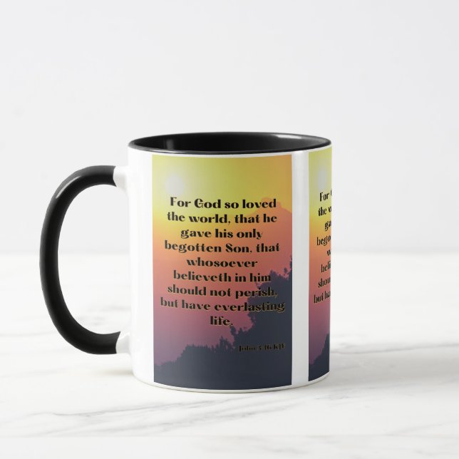 Caneca John 3:16 KJV Bíblia Verso Pic Dois Tons (Esquerda)