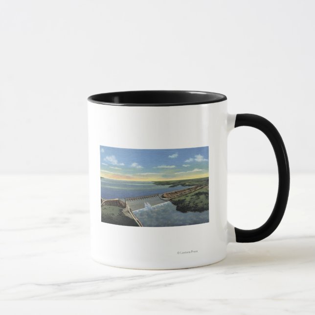 Caneca John Martin (Caddoa) Dam através do rio Arkansas (Direita)