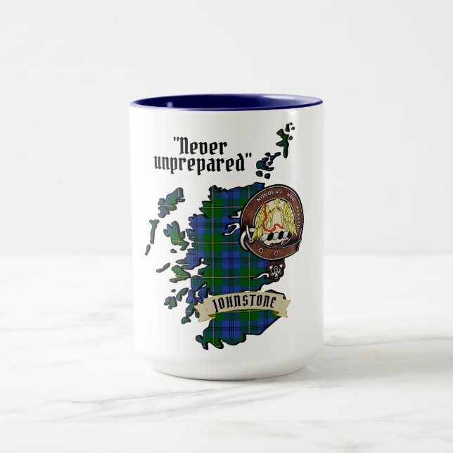 Caneca Johnstone Clan Crachá & Tartan Map da Escócia (Centro)