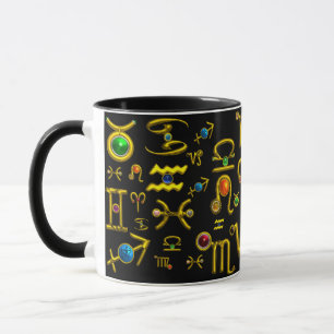 Caneca JOIAS DE ANIVERSÁRIO ZODIÁTICO Dourado,GEMSTONES,A