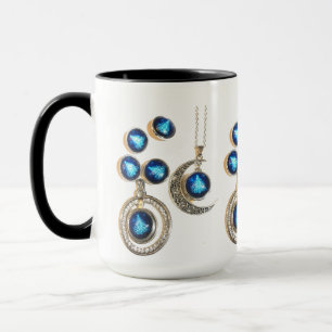 Caneca Joias de Natal Árvore azul clara Lua clara