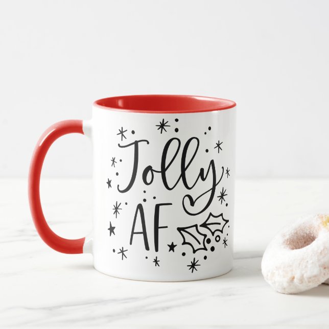 Caneca Jolly AF | Divertido Humor de Bebendo de Natal (Com Donut)